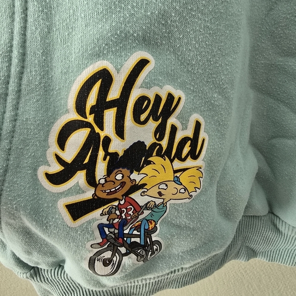Mens Nickelodeon Sweatshirt Hey Arnold! Green Hoodie - Picture 2 of 7